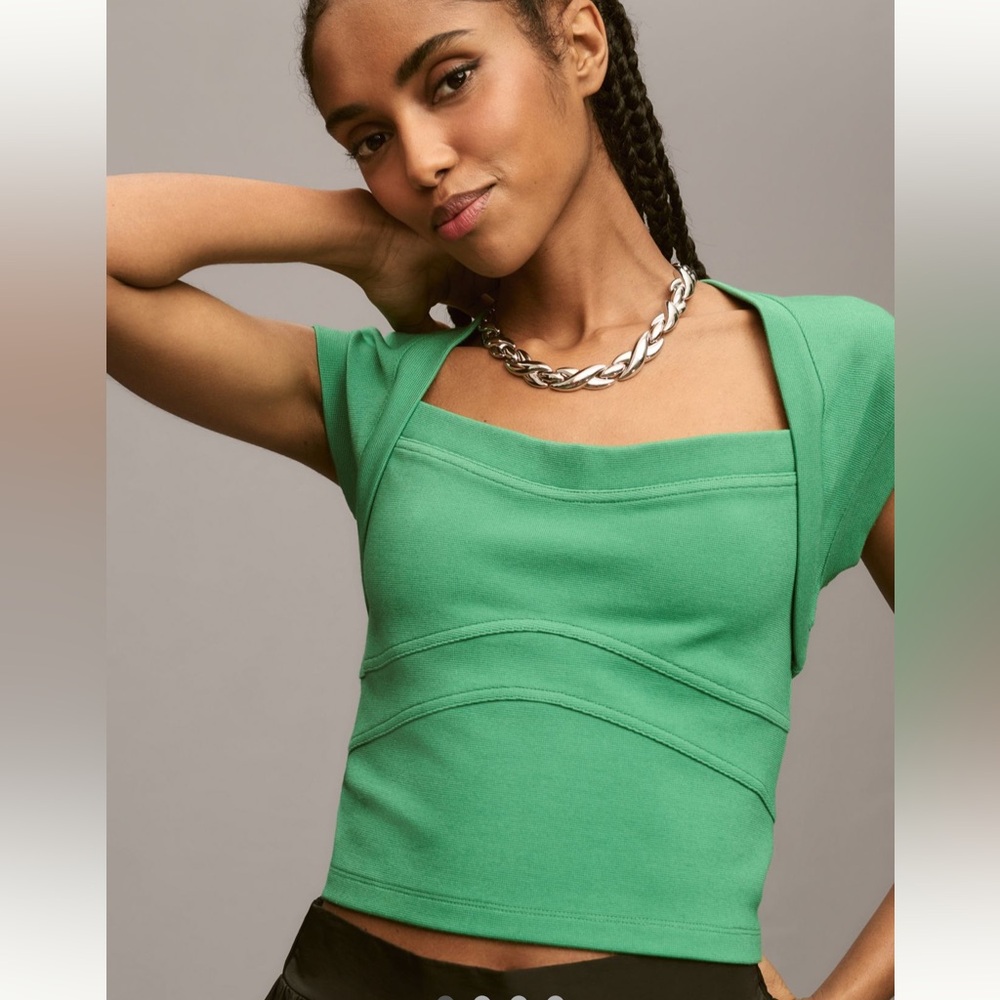 Maeve Cap-Sleeve Crop Top